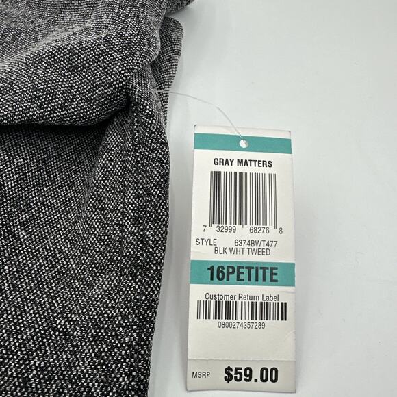 JM Collection Gray Matters Blk Wht Tweed Knit Jacket Size 16P New With Tags - Picture 10 of 10